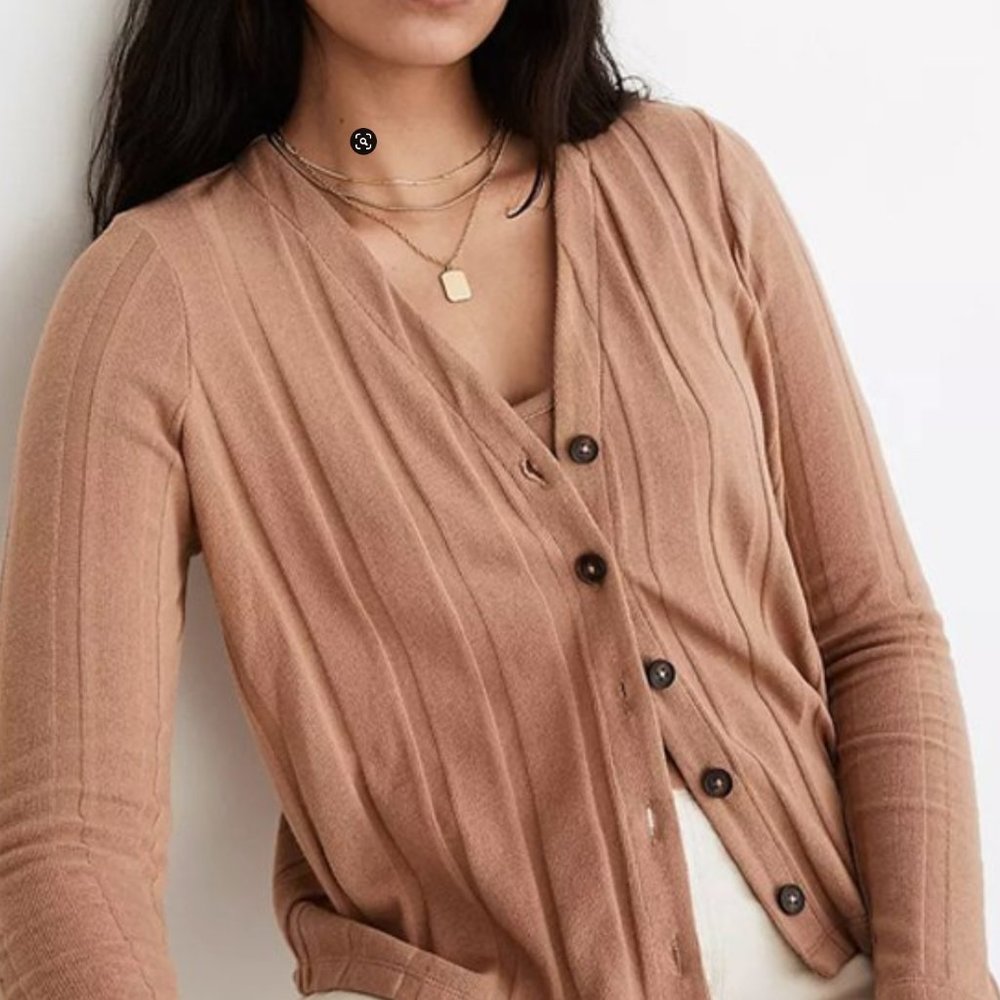 Madewell Faded Earth Ribbed Sweater-Knit Cardigan NWOT